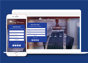蓝色宽屏响应式在线注册服装定制首页网站模板