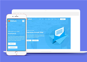 宽屏蓝色企业邮箱业务响应式网站模板