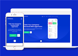 蓝色响应式手机app应用程序展示首页静态模板