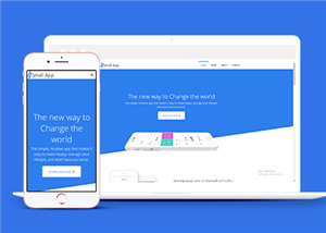 简洁蓝色手机APP应用网站模板