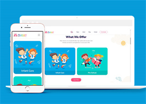 彩绘卡通儿童教育机构HTML5网站模板